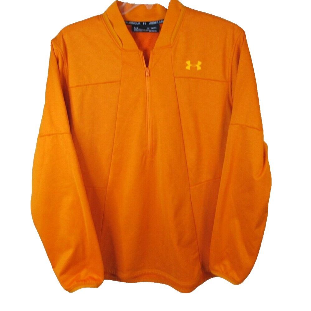 Under Armour 1/2 Zip Long Sleeve Pullover Men's XL Orange Stretch